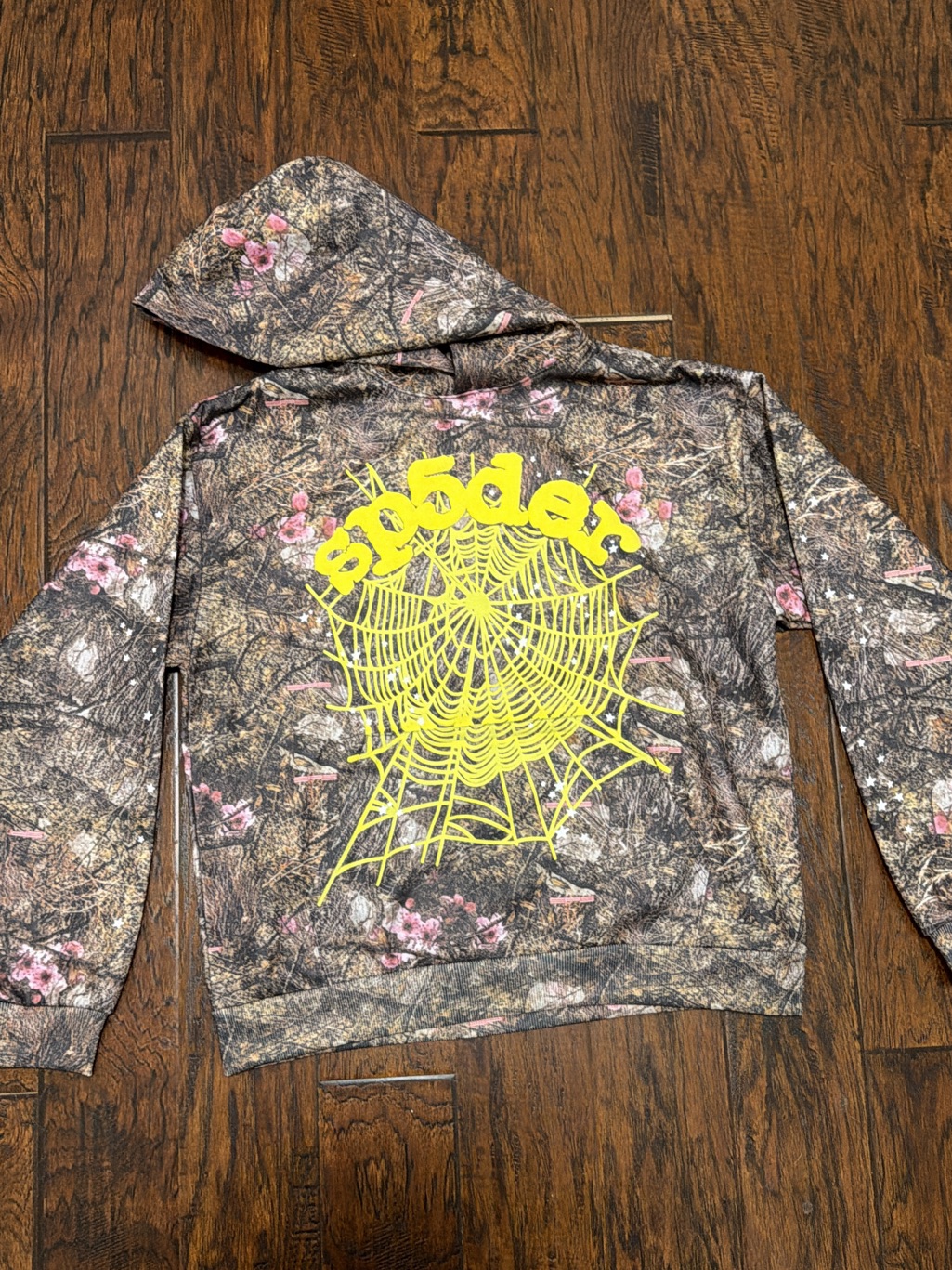 Kids Hooded Jacket With Yellow Spider Web Graphic